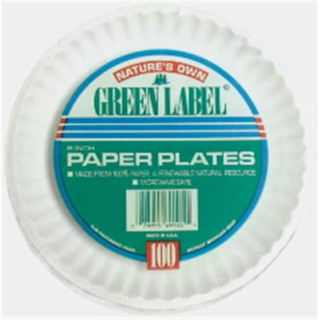 Ajm Packaging Green Label Uncoated Paper Plate 9 in. White AJM PP9GRAWH